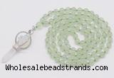 GMN1461 Hand-knotted 8mm, 10mm prehnite 108 beads mala necklace with pendant