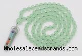 GMN1504 Hand-knotted 8mm candy jade 108 beads mala necklace with pendant