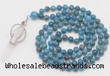 GMN1547 Hand-knotted 8mm, 10mm apatite 108 beads mala necklace with pendant