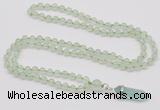 GMN1624 Hand-knotted 6mm prehnite 108 beads mala necklace with pendant