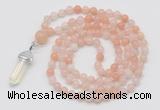 GMN1636 Hand-knotted 6mm pink aventurine 108 beads mala necklace with pendant