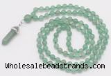 GMN1648 Hand-knotted 6mm green aventurine 108 beads mala necklaces with pendant