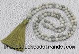 GMN203 Hand-knotted 6mm artistic jasper 108 beads mala necklaces with tassel