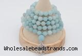 GMN2204 Hand-knotted 8mm, 10mm matte amazonite 108 beads mala necklace with charm