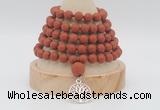 GMN2225 Hand-knotted 8mm, 10mm matte red jasper108 beads mala necklace with charm