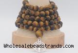 GMN2235 Hand-knotted 8mm, 10mm matte yellow tiger eye 108 beads mala necklaces with charm