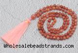 GMN228 Hand-knotted 6mm fire agate 108 beads mala necklaces with tassel