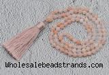 GMN235 Hand-knotted 6mm pink aventurine 108 beads mala necklaces with tassel