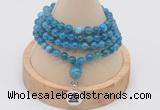 GMN2434 Hand-knotted 6mm apatite 108 beads mala necklace with charm