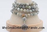 GMN2451 Hand-knotted 6mm artistic jasper 108 beads mala necklaces with charm