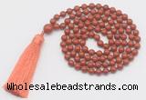 GMN252 Hand-knotted 6mm red jasper 108 beads mala necklaces with tassel