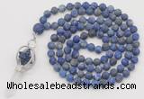 GMN2622 Hand-knotted 8mm, 10mm matte lapis lazuli 108 beads mala necklace with pendant