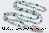 GMN4003 Hand-knotted 8mm, 10mm fluorite 108 beads mala necklace with pendant