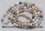 GMN402 Hand-knotted 8mm, 10mm bamboo leaf agate 108 beads mala necklaces