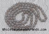 GMN404 Hand-knotted 8mm, 10mm grey agate 108 beads mala necklaces