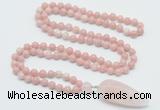 GMN4041 Hand-knotted 8mm, 10mm Chinese pink opal 108 beads mala necklace with pendant