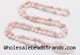 GMN4042 Hand-knotted 8mm, 10mm natural pink opal 108 beads mala necklace with pendant