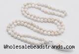 GMN4043 Hand-knotted 8mm, 10mm white howlite 108 beads mala necklace with pendant