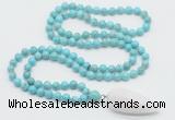 GMN4044 Hand-knotted 8mm, 10mm blue howlite 108 beads mala necklace with pendant