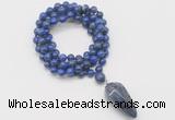 GMN4087 Hand-knotted 8mm, 10mm lapis lazuli 108 beads mala necklace with pendant