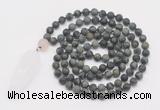 GMN4218 Hand-knotted 8mm, 10mm matte kambaba jasper 108 beads mala necklace with pendant