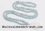 GMN4405 Hand-knotted 8mm, 10mm matte amazonite 108 beads mala necklace with pendant