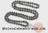 GMN4418 Hand-knotted 8mm, 10mm matte kambaba jasper 108 beads mala necklace with pendant