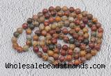 GMN448 Hand-knotted 8mm, 10mm picasso jasper 108 beads mala necklaces