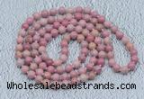 GMN450 Hand-knotted 8mm, 10mm pink wooden fossil jasper 108 beads mala necklaces