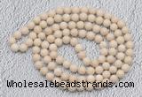 GMN452 Hand-knotted 8mm, 10mm white fossil jasper 108 beads mala necklaces