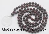 GMN4674 Hand-knotted 8mm, 10mm brecciated jasper 108 beads mala necklace with pendant