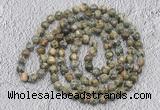 GMN468 Hand-knotted 8mm, 10mm rhyolite 108 beads mala necklaces