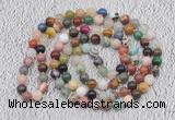 GMN478 Hand-knotted 8mm, 10mm colorfull gemstone 108 beads mala necklaces