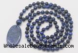 GMN5066 Hand-knotted 8mm, 10mm blue tiger eye 108 beads mala necklace with pendant