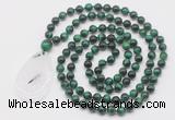 GMN5096 Hand-knotted 8mm, 10mm green tiger eye 108 beads mala necklace with pendant