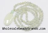 GMN5161 Hand-knotted 8mm, 10mm New jade 108 beads mala necklace with pendant