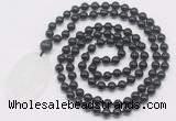 GMN5176 Hand-knotted 8mm, 10mm black tourmaline 108 beads mala necklace with pendant