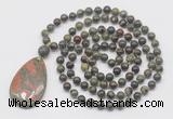 GMN5226 Hand-knotted 8mm, 10mm dragon blood jasper 108 beads mala necklace with pendant