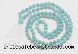 GMN5230 Hand-knotted 8mm, 10mm amazonite 108 beads mala necklace with pendant