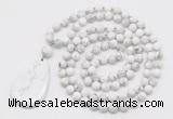 GMN5241 Hand-knotted 8mm, 10mm white howlite 108 beads mala necklace with pendant