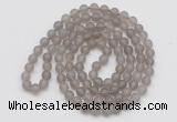 GMN5506 Hand-knotted 6mm matte grey agate 108 beads mala necklaces