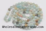 GMN5507 Hand-knotted 6mm matte amazonite 108 beads mala necklaces