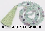 GMN5600 Hand-knotted 6mm matte fluorite 108 beads mala necklaces with tassel