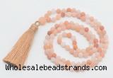 GMN5608 Hand-knotted 6mm matte pink aventurine 108 beads mala necklaces with tassel