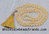 GMN603 Hand-knotted 8mm, 10mm honey jade 108 beads mala necklaces with tassel