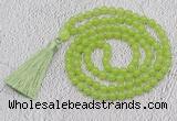 GMN61 Hand-knotted 8mm candy jade 108 beads mala necklace with tassel