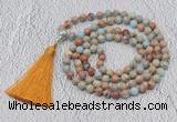 GMN612 Hand-knotted 8mm, 10mm serpentine jasper 108 beads mala necklaces with tassel