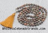 GMN622 Hand-knotted 8mm, 10mm ocean agate 108 beads mala necklaces with tassel