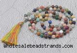 GMN632 Hand-knotted 8mm, 10mm colorfull gemstone 108 beads mala necklaces with tassel