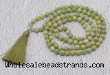 GMN635 Hand-knotted 8mm, 10mm China jade 108 beads mala necklaces with tassel